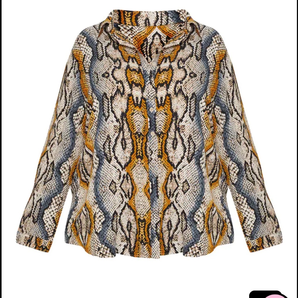 Snake skin button down blouse - Picture 2 of 6